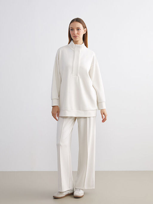 Dik Yaka Oversize Kad?n Sweatshirt Tunik