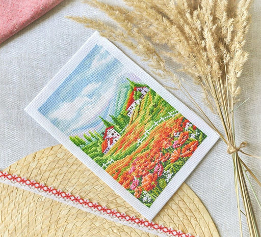 Набор для вышивания Сделай своими руками П-66 Пейзаж с маками 13 х 20.5 см