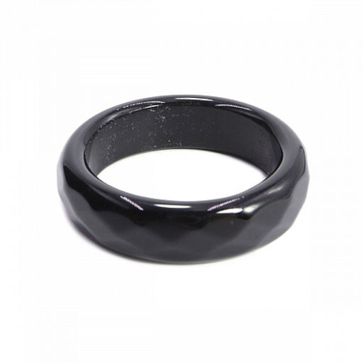 Кольцо из камня Черный агат для защиты и процветания размер 17мм