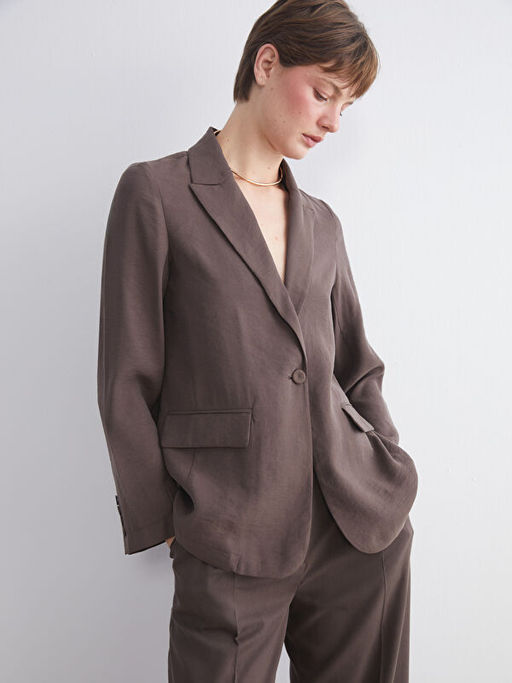 Modal Kar???ml? Kad?n Blazer Ceket