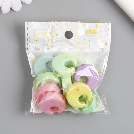 Цена за 10 шт. Бусина для творчества пластик «Месяц. Перламутровый глянец», 0.8×2.3×2.3 см, МИКС