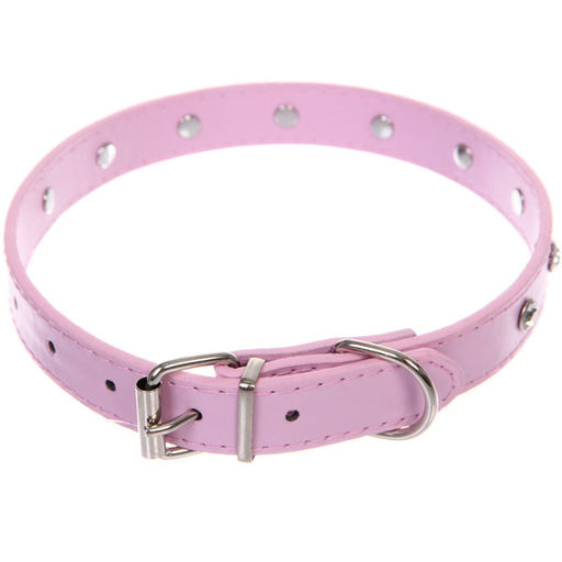 Цена за 3 шт. Ошейник для собак и кошек со стразами "На стиле", цвет пудровый, 2см, размер L, 39*44см (лейбл)