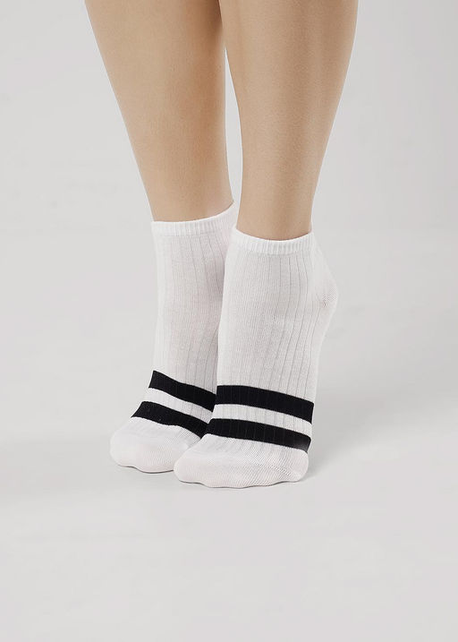 CLE Носки жен.Д5501 fashion база хл+эл белый/чёрный
