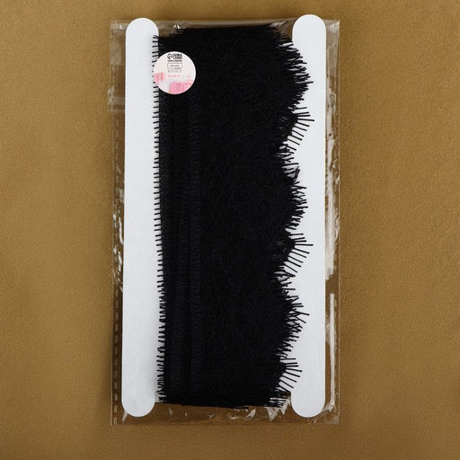 Кружево реснички, 30±5 мм, 9±0.5 м, в бобине 3 шт. по 3 м, чёрное