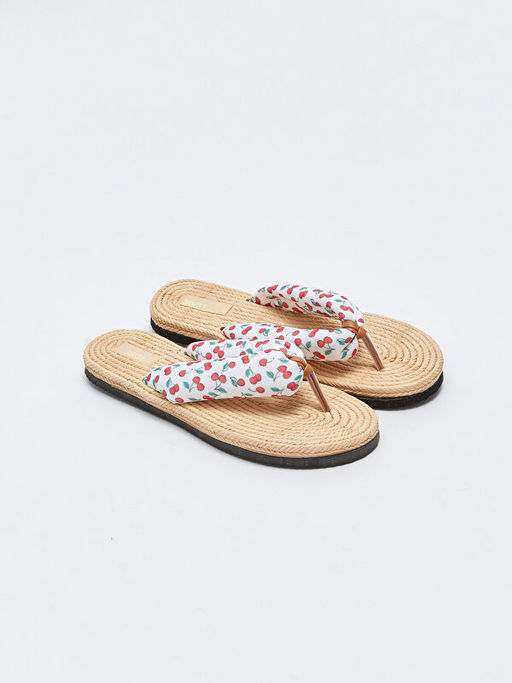 Kiraz Bask?l? Parmak Aras? K?z ?ocuk Plaj Terli?i