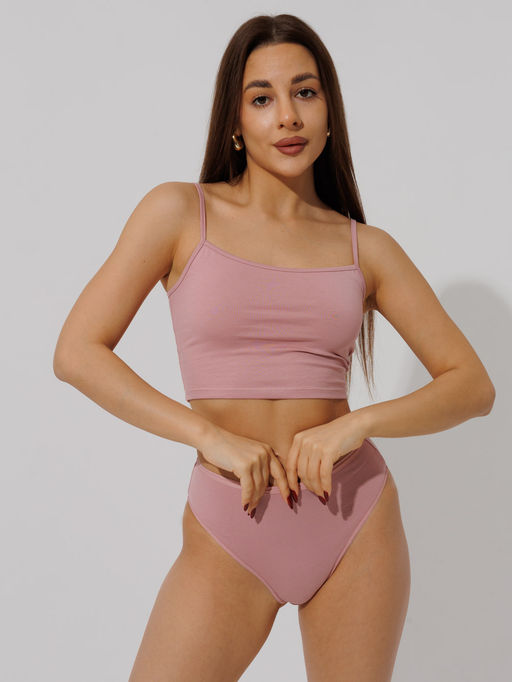 Трусы женские слипы с высокой посадкой Lingeamo пудрово-розовые ЛС-14 (102) фото 4