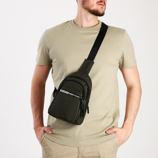 Сумка слинг мужская из текстиля, отверстие для наушников, цвет зелёный - Simaland фото 2