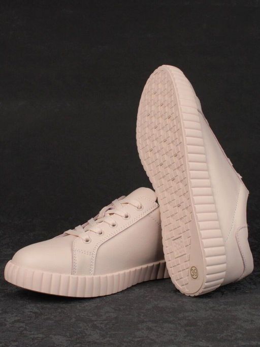 05-PDA175-3 BEIGE/PINK Кроссовки женские (натуральная кожа)