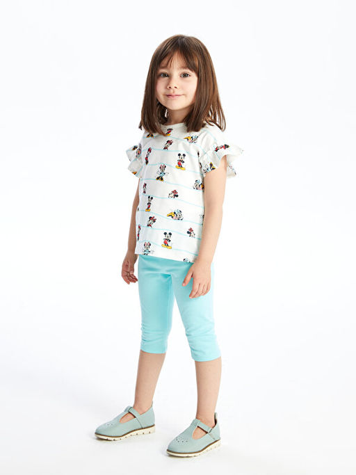 Bisiklet Yaka Minnie Mouse Bask?l? K?z Bebek Bluz ve Tayt 2li Tak?m - Waikiki фото 2