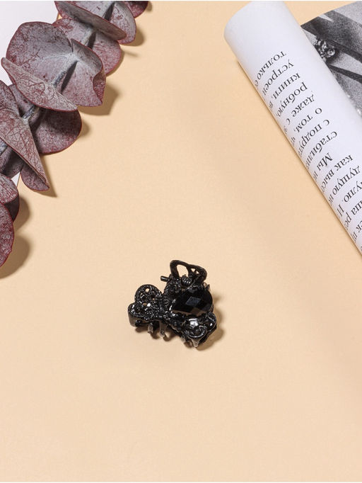 Цена за 12 шт. Крабик для волос «Чёрный ажур», цветок, 2.3 см