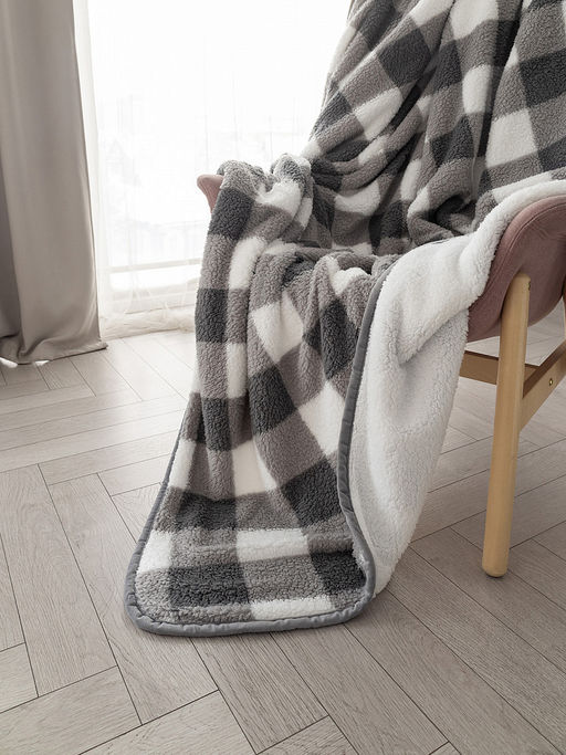 Плед с шерпой 200x220 серый - Denastia фото 4