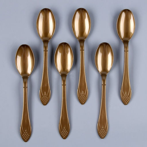 Цена за 4 шт. Ложки пластиковые, в наборе 6 шт., цвет золото