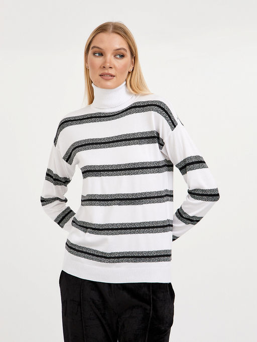 водолазка женская в молочном цвете в полоску - Glenfield фото 4