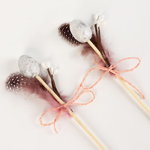 Декор на палочке «Перо и яйцо» набор 2 шт., МИКС