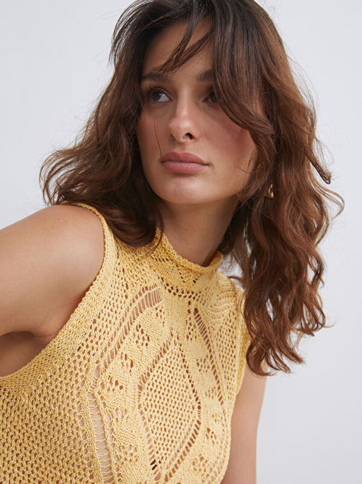 Dik Yaka Ajurlu Kad?n Triko S?veter