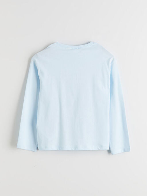 Bisiklet Yaka Stitch Bask?l? K?z ?ocuk Pijama ?st