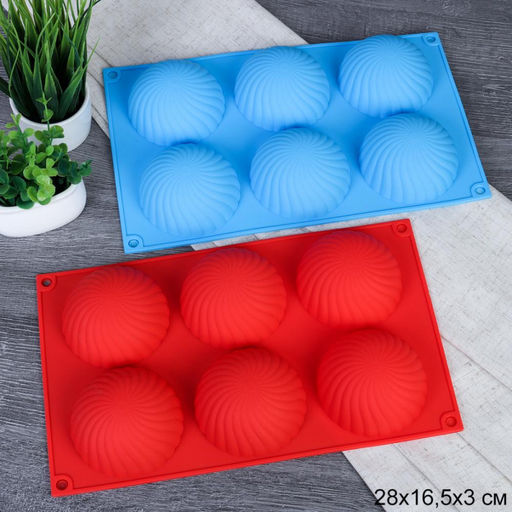 Форма для выпечки силикон. 6 ячеек, 28*16,8*3,2см Полусфера фактурная арт HL-070 (726009)