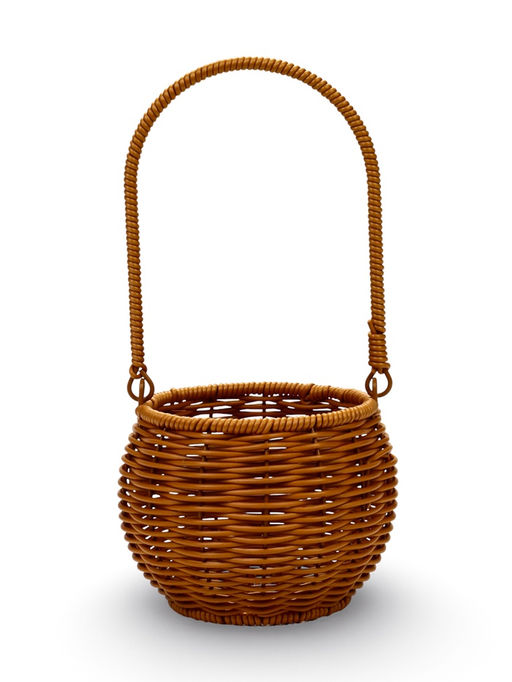 Корзина плетёная для хранения «Шар», 14×14×12 см, ручка h=16 см, пластиковая, коричневая