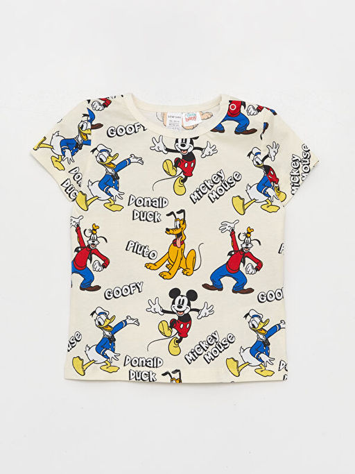 Bisiklet Yaka K?sa Kollu Mickey Mouse Bask?l? Erkek Bebek Pijama Tak?m? - Waikiki фото 2