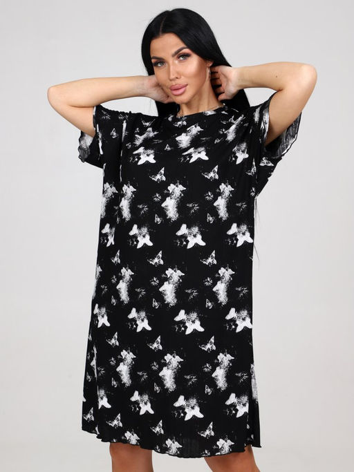 38 ТУНИКА ЖЕНСКАЯ (Бабочки на чёрном) - А-дина фото 3