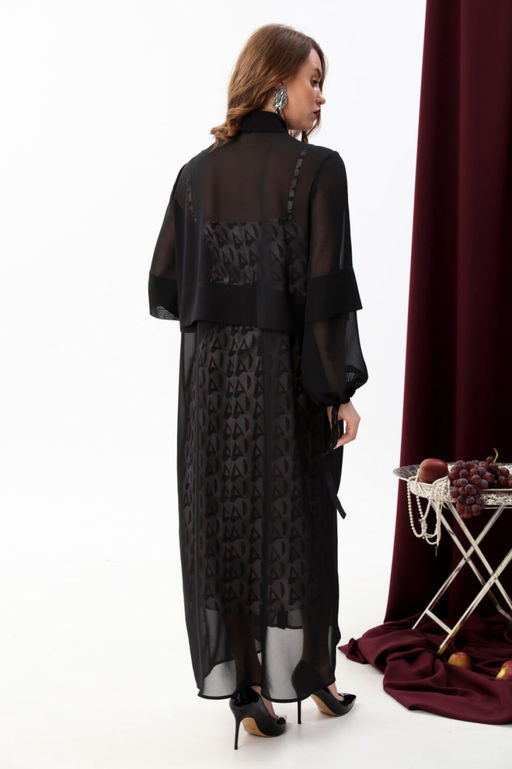 Платье NIKVA н943-1 чёрный+бургунди ромбы  фото 7