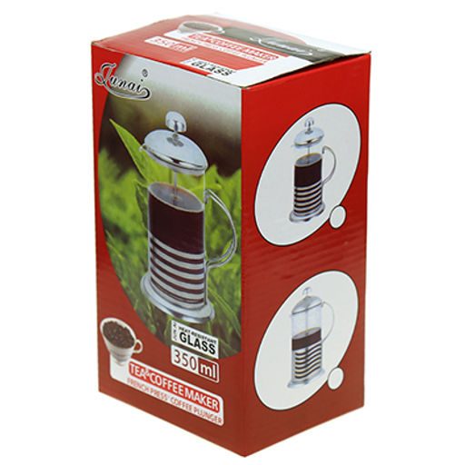 Френч-пресс корпус из нержавеющей стали "Полоски" 350мл, д7см h17,5см, стеклянная колба, в подарочной коробке (Китай)