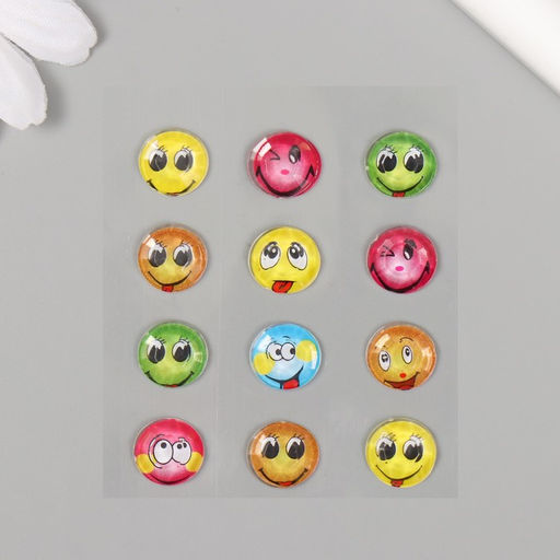 Цена за 10 шт. Наклейка акрил Смайлы 6х8 см - Simaland фото 2