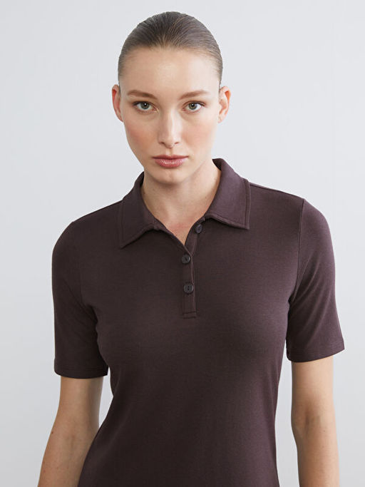 Polo Yaka A Kesim Modal Kar???ml? Elbise