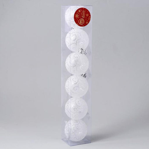 Ёлочные игрушки Волшебные узоры, шары новогодние, набор 6 шт., d=6 см, белый - Зимнее волшебство фото 2