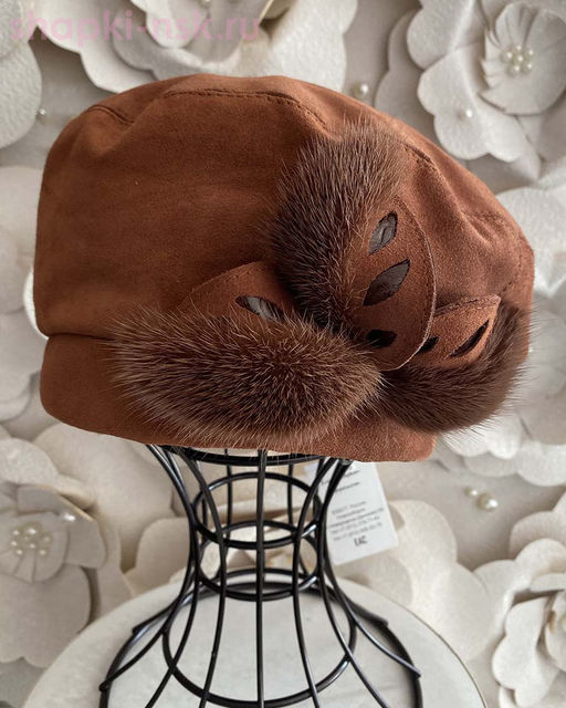 Елена замша мех.норка Берет женский флис (56-58)