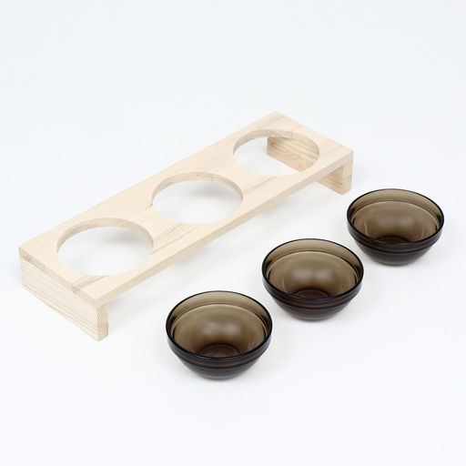 Подставка тройная с мисками из тёмного стекла 45 х 14,5 см х 6,5 см 3х250 мл - Пижон фото 4