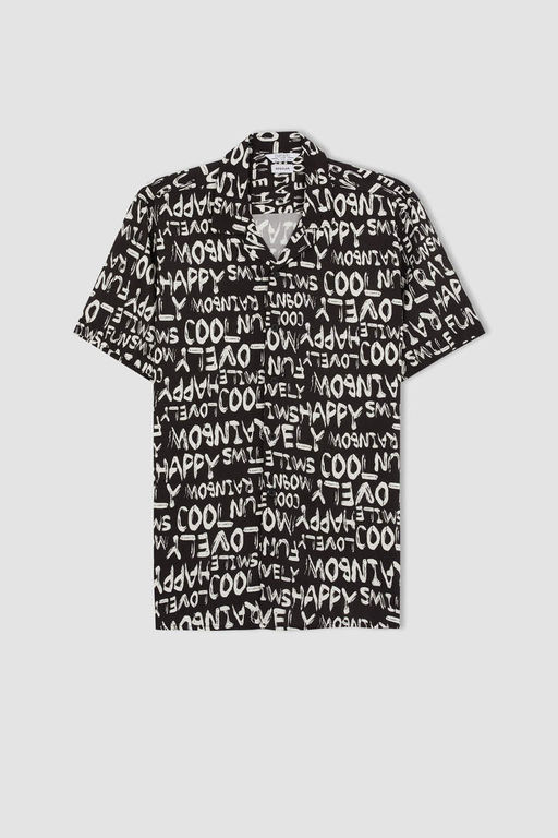 Гавайская рубашка из вискозы обычного кроя с принтом и короткими рукавами - Defacto фото 7