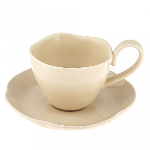 Шоколад Чашка фарфоровая 210мл, д9см h6,9см, с блюдцем д14,8см h2,1см, общая h7,5см, глянцевая глазурь, ассиметричная форма, цвет - кремовый, в коробке (Китай) - Домашняя мода фото 3