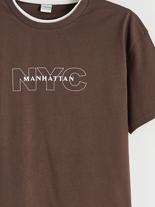 Bisiklet Yaka NYC Bask?l? Erkek ?ocuk Ti??rt