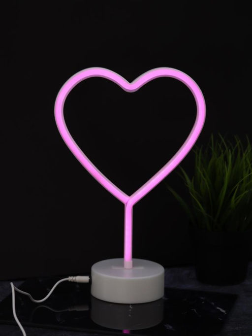 Неоновый LED ночник настольный "Heart", розовое свечение (30,5х20 см)