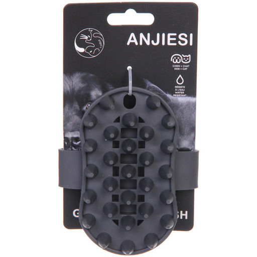 Щетка силиконовая для мытья и вычесывания животных "ПРЕМИУМ - МОЙ БРО", цвет серый, 6.6*12.5см