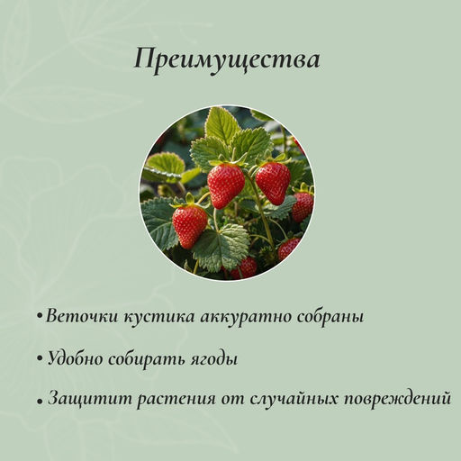 Цена за 10 шт. Кустодержатель для клубники, d=20 см, h=25 см, ножка d=0.3 см, металл, зелёный, Greengo  фото 4