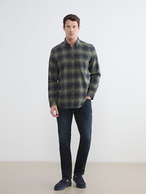 Regular Fit Y?n Kar???ml? Erkek G?mlek