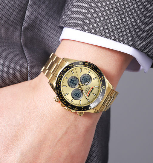 Часы наручные Skmei мужские электронные спортивные 2505gold-black-steel