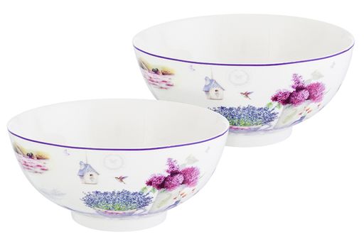 Набор 2 салатников - 15*15*7 см 700 мл Лаванда NEW BONE CHINA