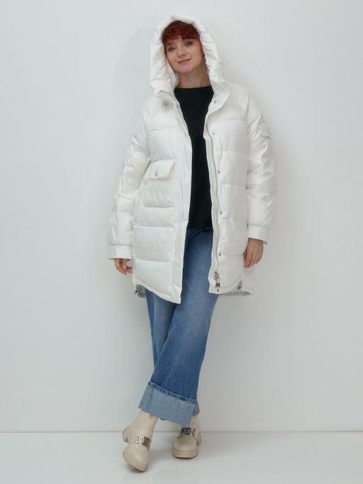 Куртка зимняя женская с капюшоном модная белого цвета 7341Bl - Visdeer фото 16