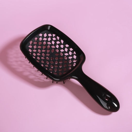 Расчёска массажная, широкая, продуваемая, 8.5×20.5(±1) см, чёрная