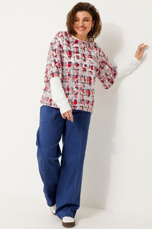 Рубашка BegiModa 4119 красная клетка  фото 4