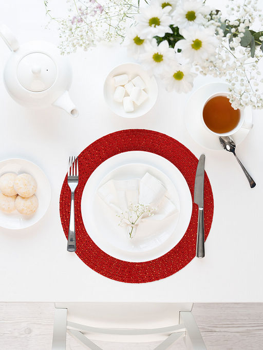 Салфетка сервировочная D36, 1 штука красный полиэстер