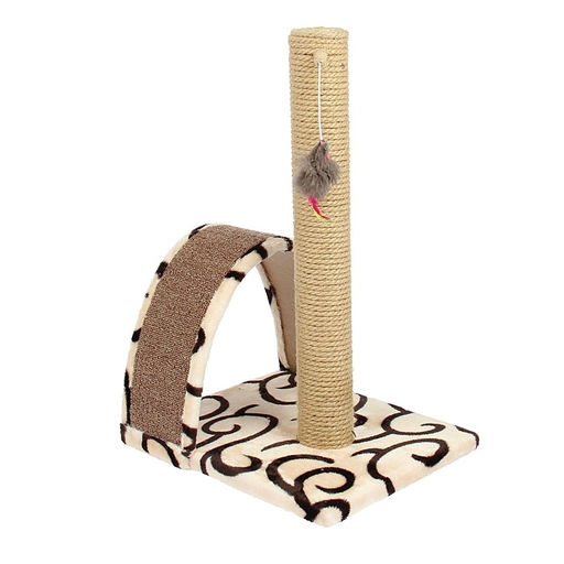 Когтеточка «Столбик», 35×30×54 см, с дугой и игрушкой, МИКС