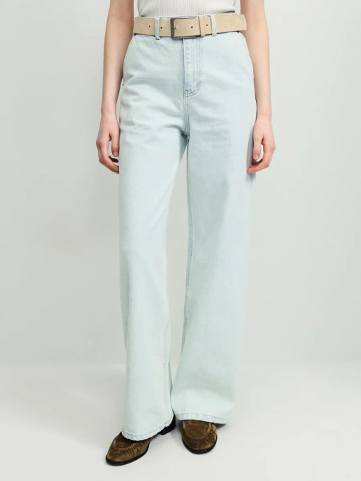 Джинсы широкие с ремнём с высокой посадкой ZR2604092334-100 / Zarina