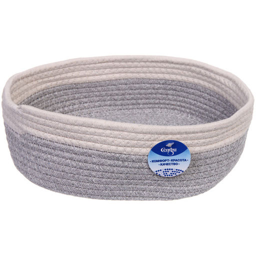 Корзинка плетёная интерьерная "ЭЛИНГАРТ", цвет серый/белый, 30*25*10см, (лейбл селфи)