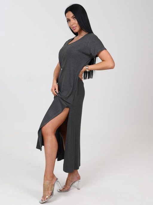 631 ПЛАТЬЕ ЖЕНСКОЕ (Темно-серый меланж) - А-дина фото 4