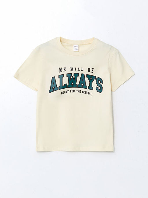 Bisiklet Yaka Yaz? Bask?l? Erkek ?ocuk Ti??rt