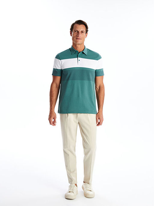 Polo Yaka K?sa Kollu ?izgili Erkek Ti??rt